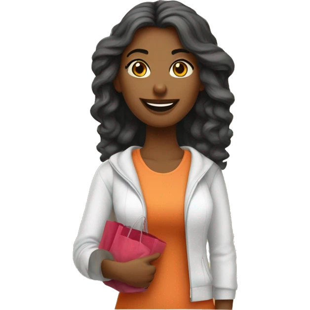 mulher branca loira cabelos compridos lisos com sacolas de compras  emoji