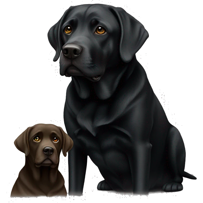 two black Labradors, one is old emoji