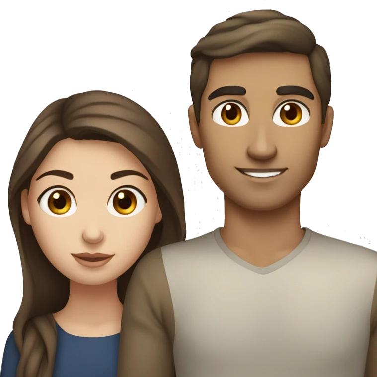 Brown hair brown eyed olive skin woman and brown hair blue eyes pale skin man emoji