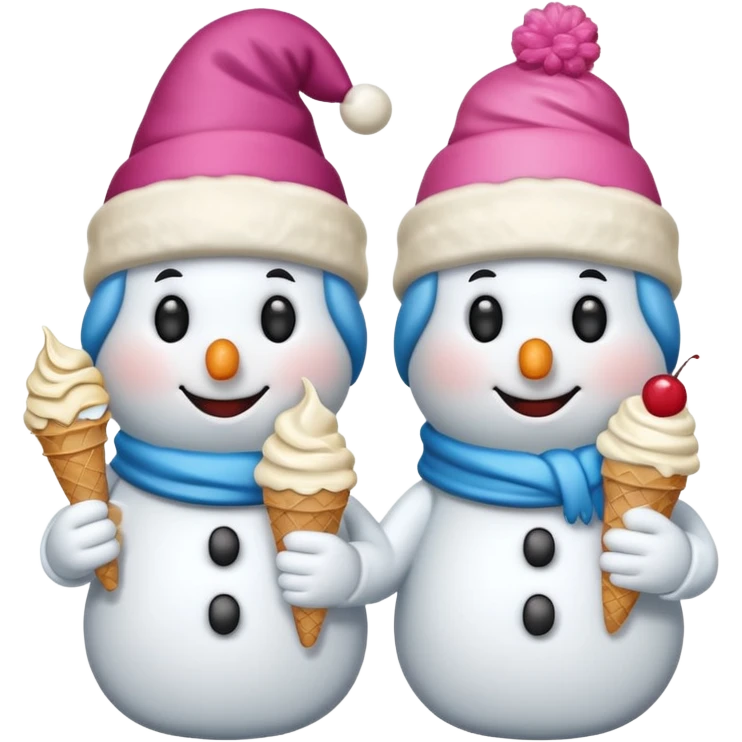 snowmen wearing cap with ice cream emoji
