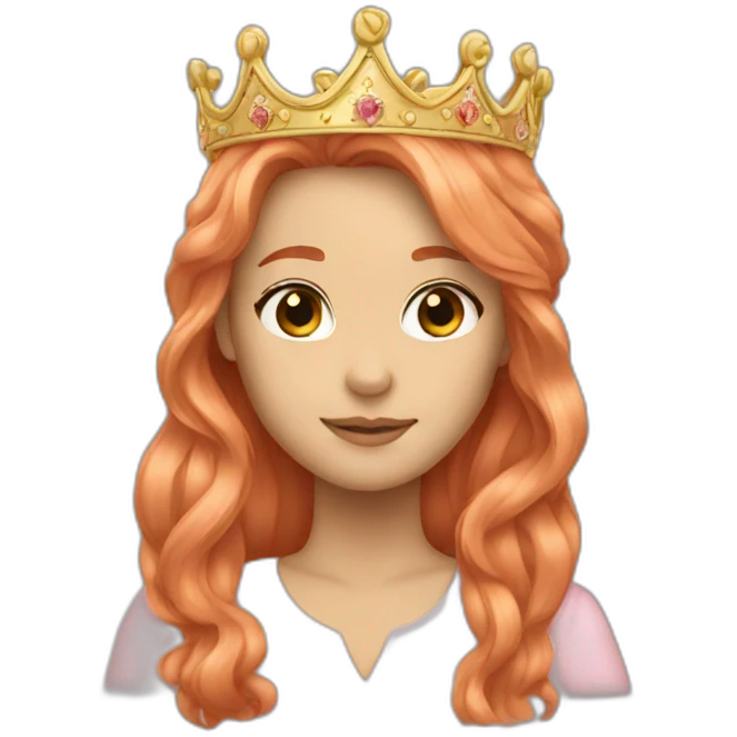 light red long hair crown emoji