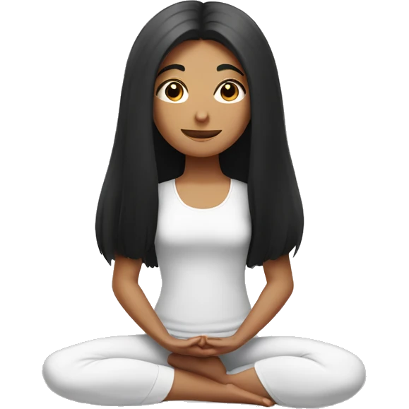 Girl with very long black hair in a yoga position  emoji