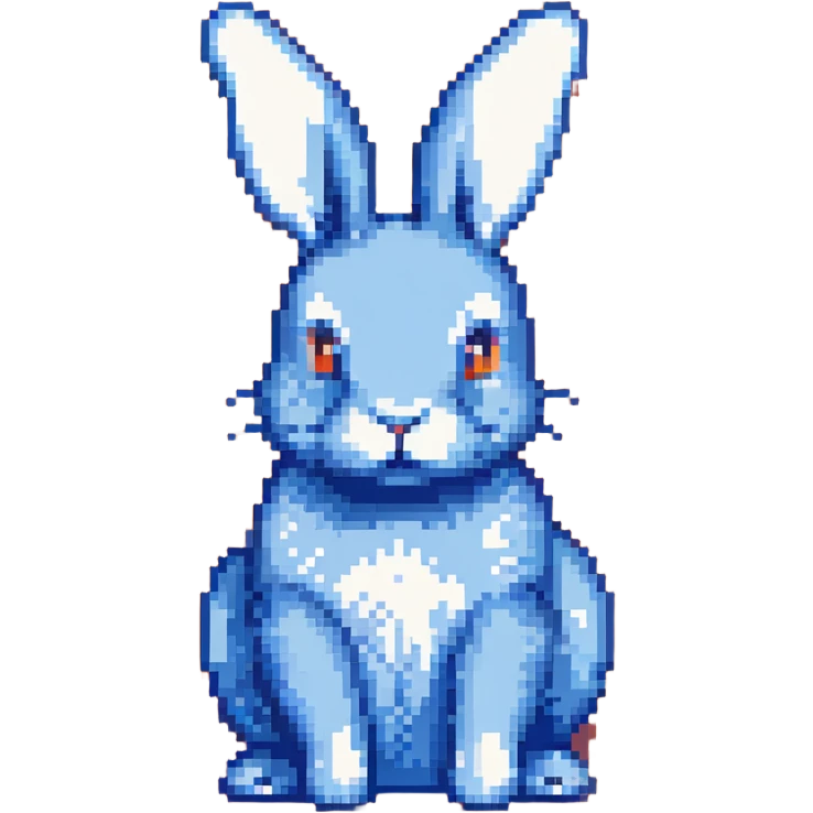 blue rabbit, pixelated blue bunny emoji