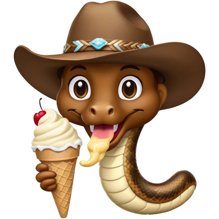 Snake eating ice cream with a cowboy hat emoji