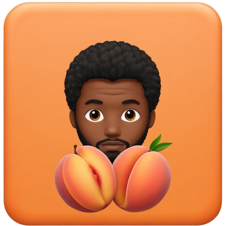 black guy behind peach emoji