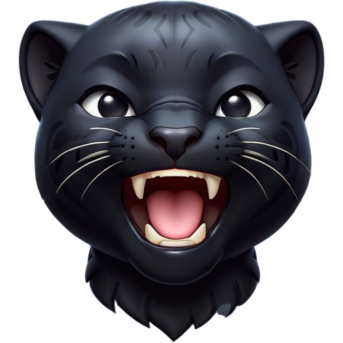 Cinematic Cute Yawning black Panther Portrait Emoji, Head tilted slightly with a dramatic, wide-open yawn, showcasing a sleek, shadowy form with drowsy, half-closed eyes and a relaxed, open expression, Simplified yet irresistibly adorable features, highly detailed, glowing with a soft, cozy dark glow, high shine, relaxed yet expressive, stylized with a dash of whimsical elegance, soft glowing outline, capturing the essence of a drowsy yet affectionate jungle guardian that appears ready to stretch out for a nap! emoji