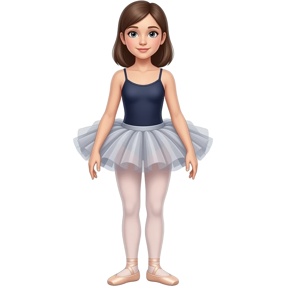 Ich möchte ein Mädchen circa 13 jahre alt ist. Sie hat Bodysuit, Ballett-Strumpfhose, Teller-Tutu und Ballettschuhe an. Man soll den kompletten Körper sehen. emoji