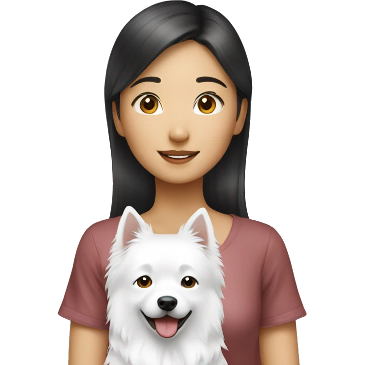 asian girl with Japanese spitz dog emoji