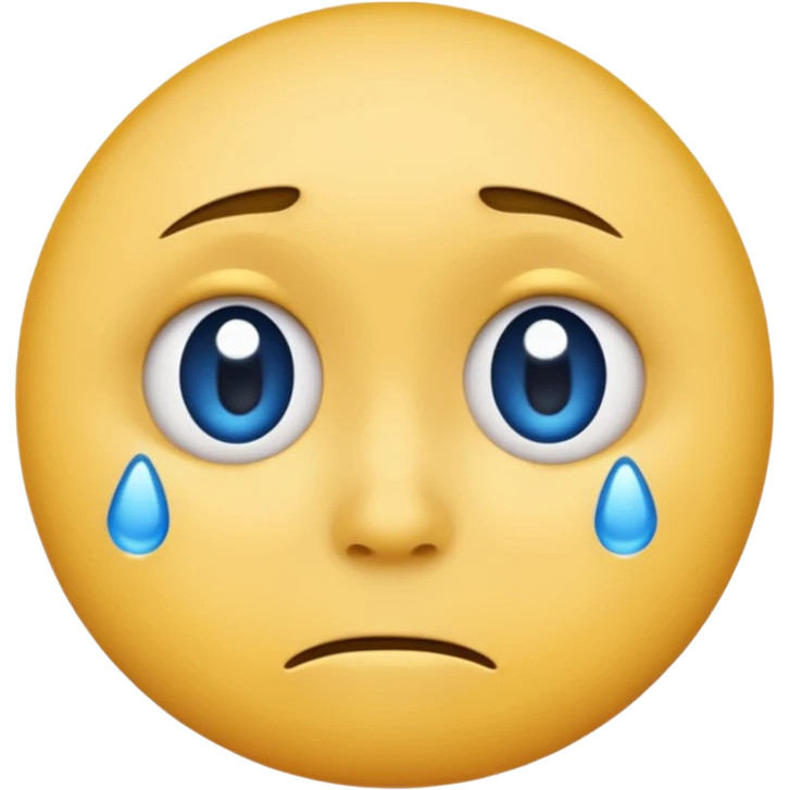 A regular, simple, yellow  skin, round face emoji looking straight at me not smilling, just staring with a blue and almost clear looking tear rolling down its cheek emoji