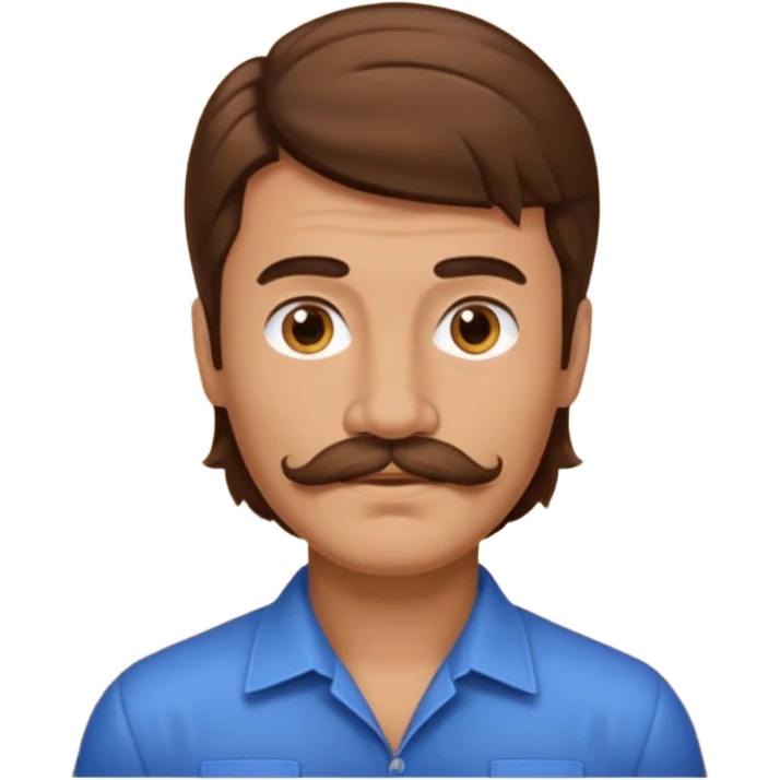 make a mullet man emoji with brown hair and mustache emoji