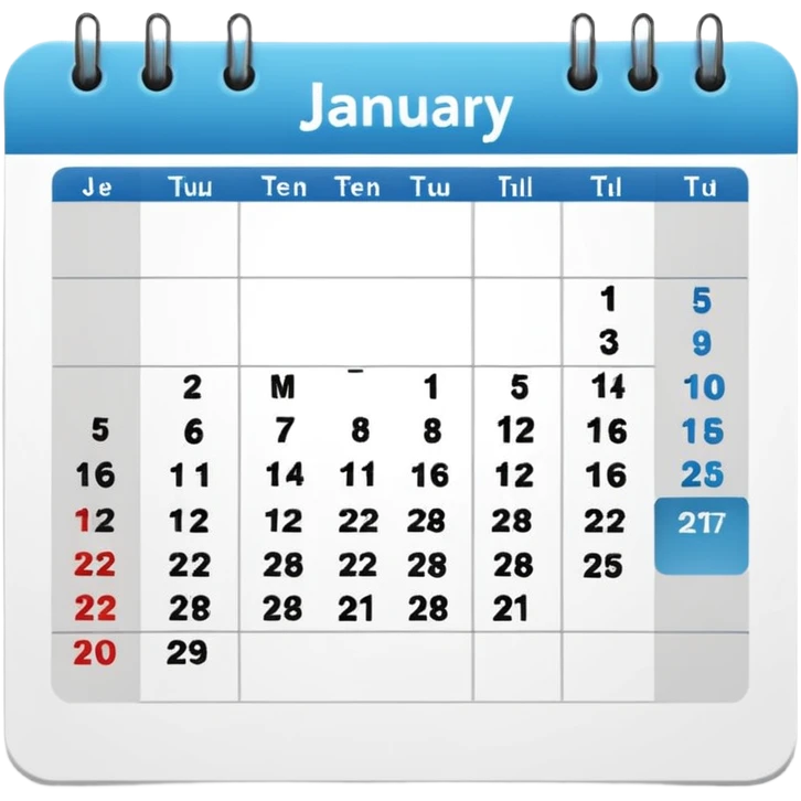 January 2026 calendar
 emoji