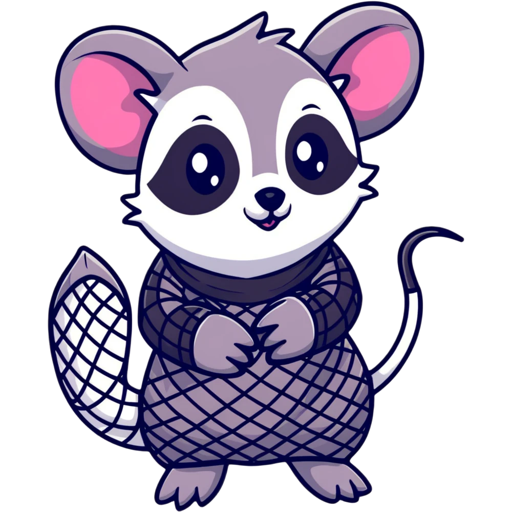 goth possum with fishnet gloves and black eyeliner emoji