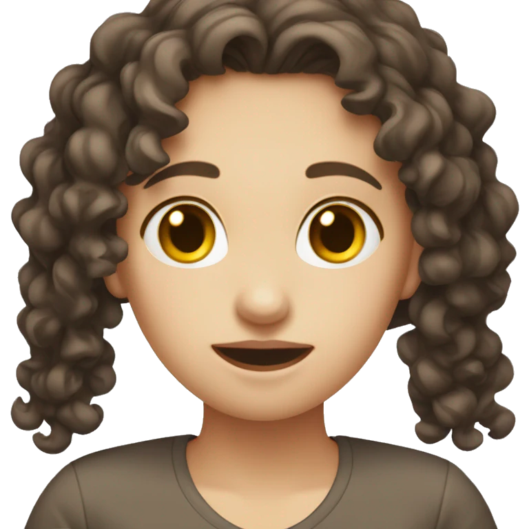 short dark brown curly hair white girl gesturing NO emoji