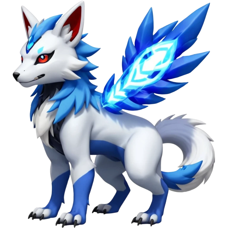 Elemental exotic WereGarurumon-Zeraora-Renamon-Absol-fusion-hybrid-creature (full body emoji