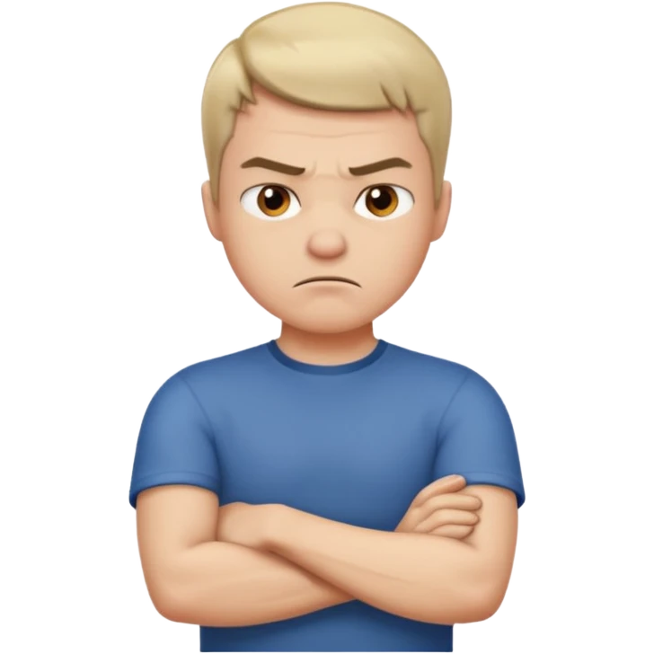 Angry guy with arms crossed around neck  emoji