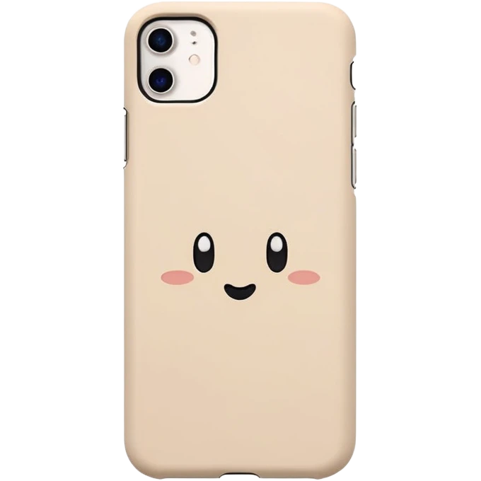 iPhone mobile cover, beige color, minimal aesthetic emoji