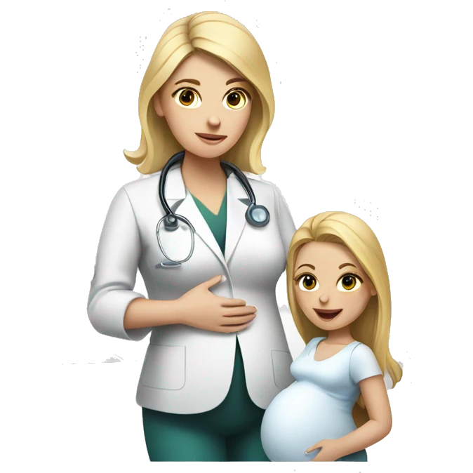 blonde doctor doing ultrasound on pregnant woman emoji