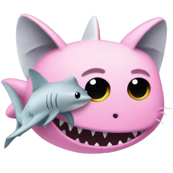 Pink shark and cat combined emoji