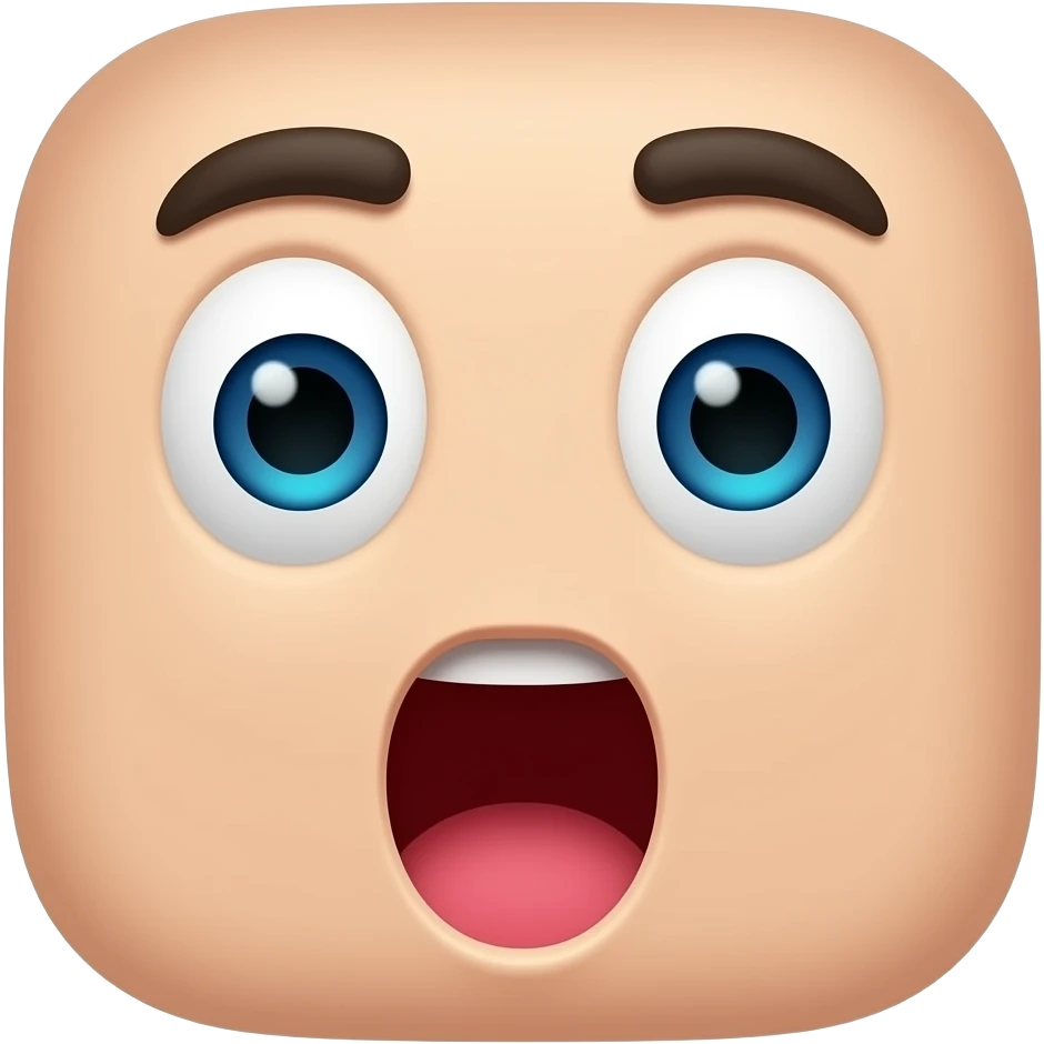 rosto surpreso com a boca aberta como um quadrado emoji