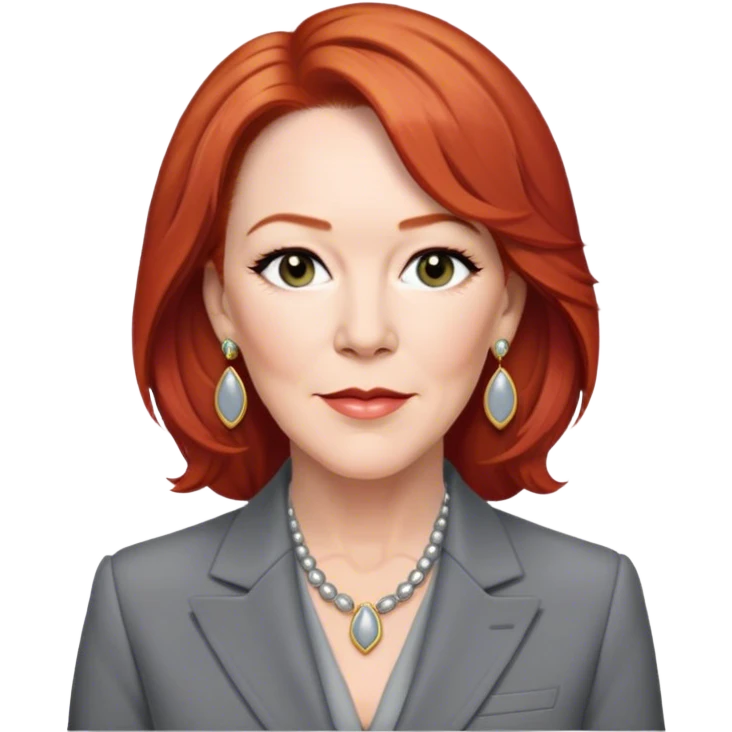 Catherine O'Hara home alone, grey suit jacket, red hair, earlings emoji
