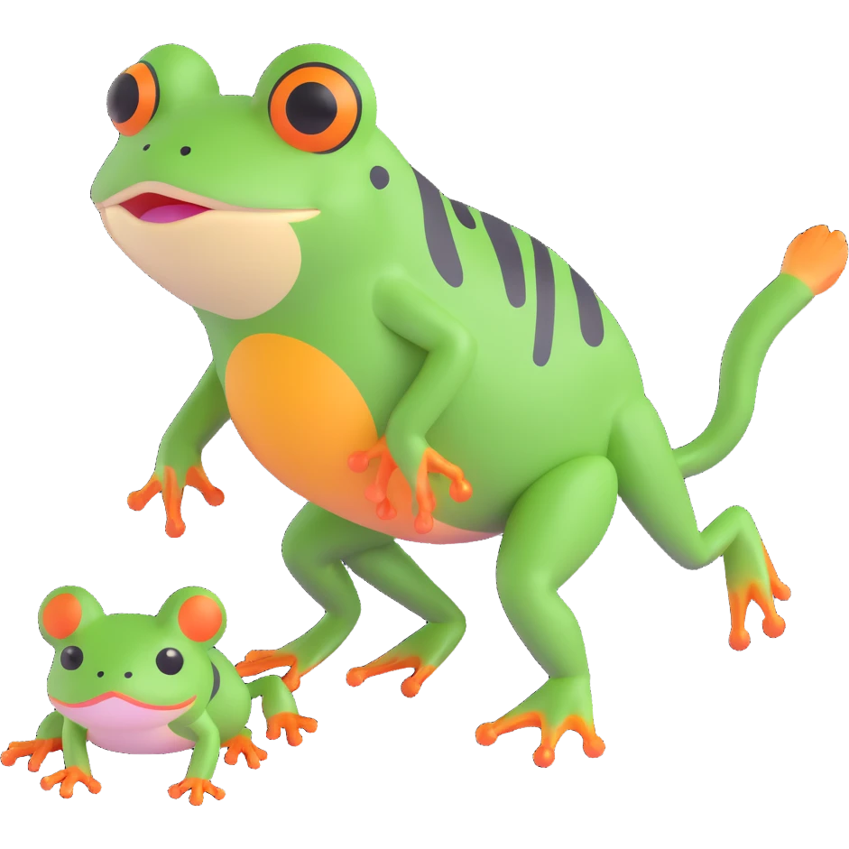 a frog walking a cat emoji