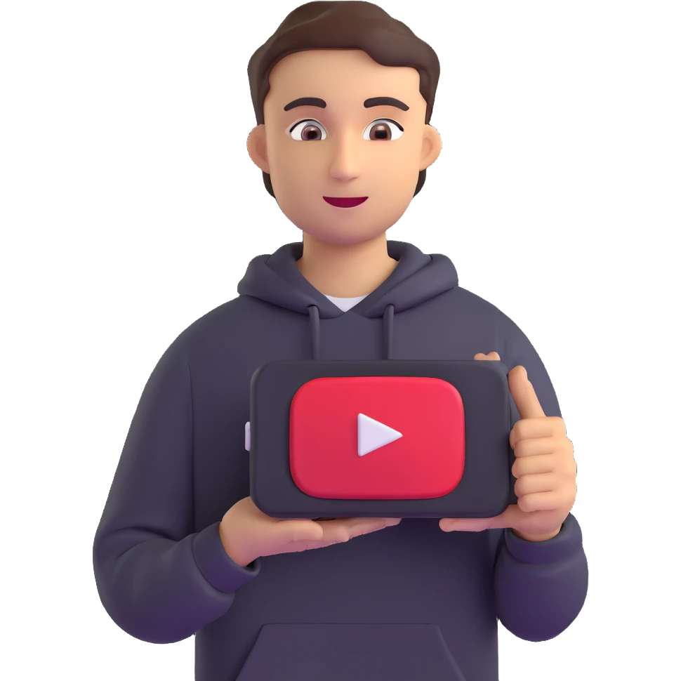 Jawed Karim holding a red YouTube play button emoji