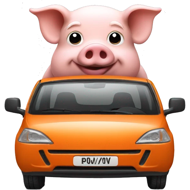 Pig driving orange mpv car emoji