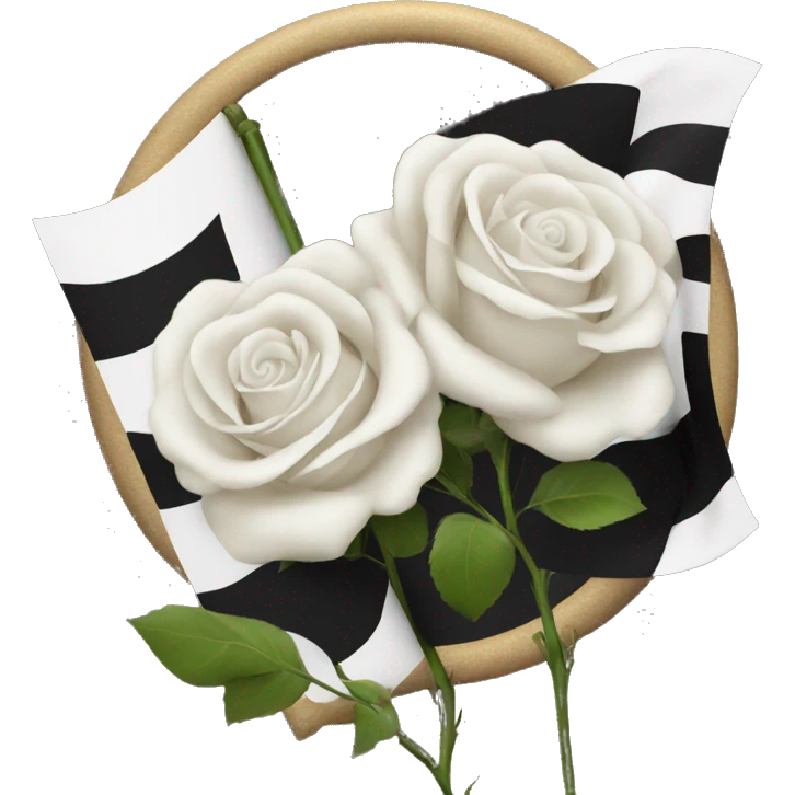 white flag with 3 roses on a black circle  emoji