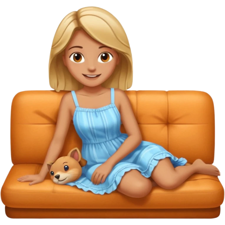 The girl works lying on the sofa emoji