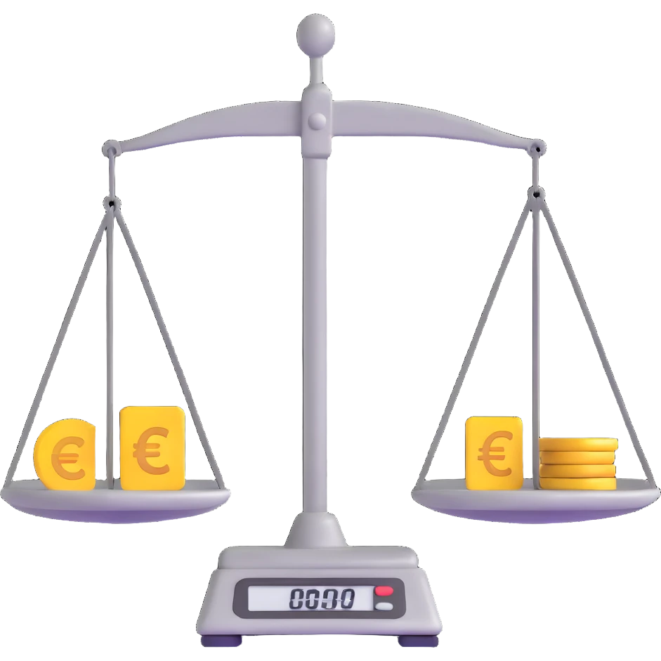 balance scale with euro symbols in both plates emoji