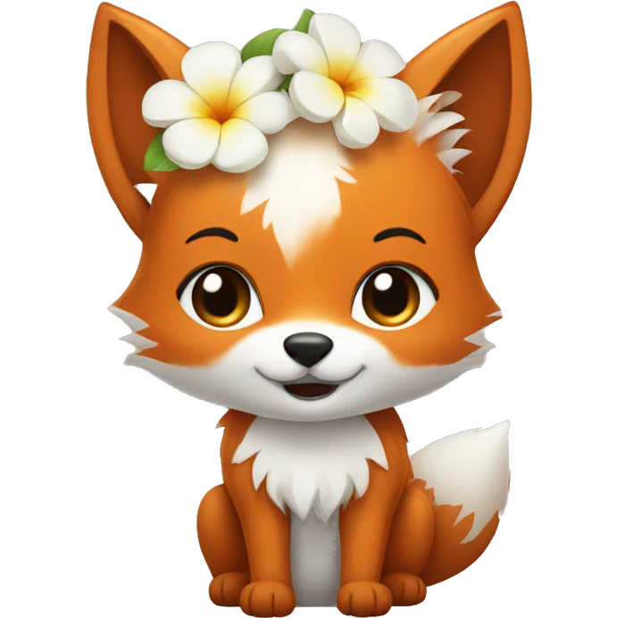 Cute Fox with a white flower on the head emoji