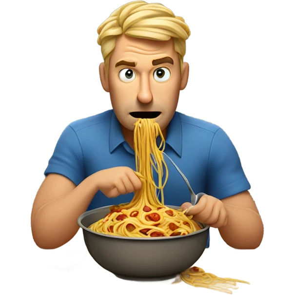 Man eating bad spaghetti  emoji