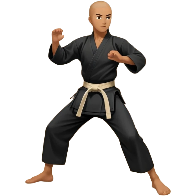 An icon depicting a martial artist in a black gi performing an Aikido technique in a dojo. The background showcases wooden floors, traditional dojo decor, and soft lighting that creates a peaceful yet focused atmosphere. The Aikido practitioner demonstrates fluid movement and precision.  emoji