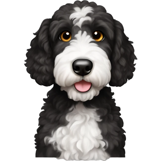 black and white goldendoodle with brown eyes emoji