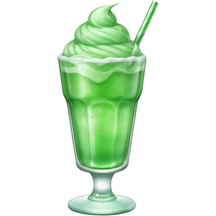ice cream green soda on a glass with ice emoji