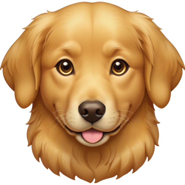 Cinematic Cute Golden Retriever Portrait Emoji, Head tilted playfully and inquisitively, showcasing a rich, glossy golden coat with a healthy sheen, round, sparkling brown eyes filled with curiosity, Simplified yet irresistibly adorable features, highly detailed, glowing with a warm, friendly glow, high shine, affectionate and lively, stylized with a touch of whimsy, bright and endearing, soft glowing outline, capturing the essence of a mischievous yet loving companion, so playful it feels like it could leap out of the screen and into your arms! emoji