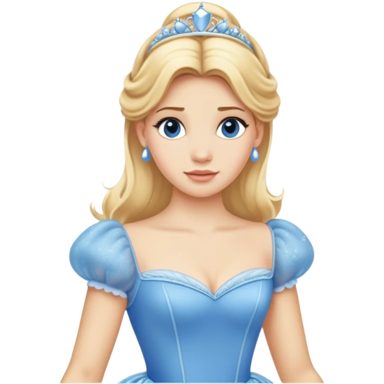 ultra simplified Cinderella, blue dress, blonde hair, very minimal details, slightly zoomed out to show more of dress emoji