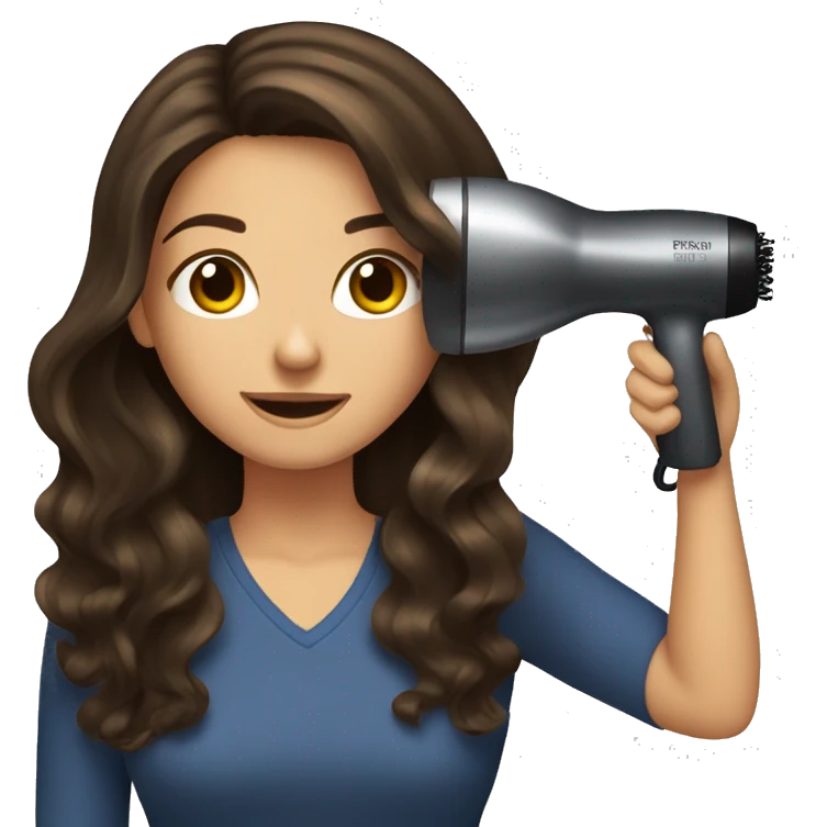 Brunette girl blow drying hair emoji