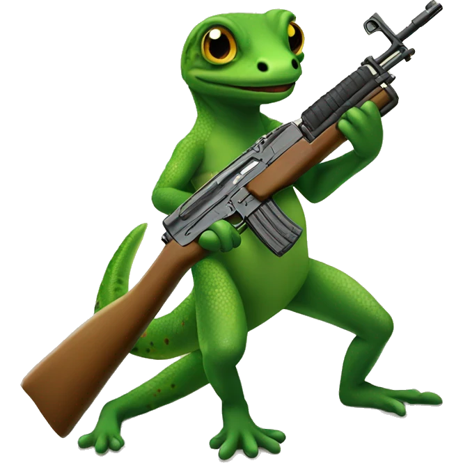 gecko with an ak47 emoji