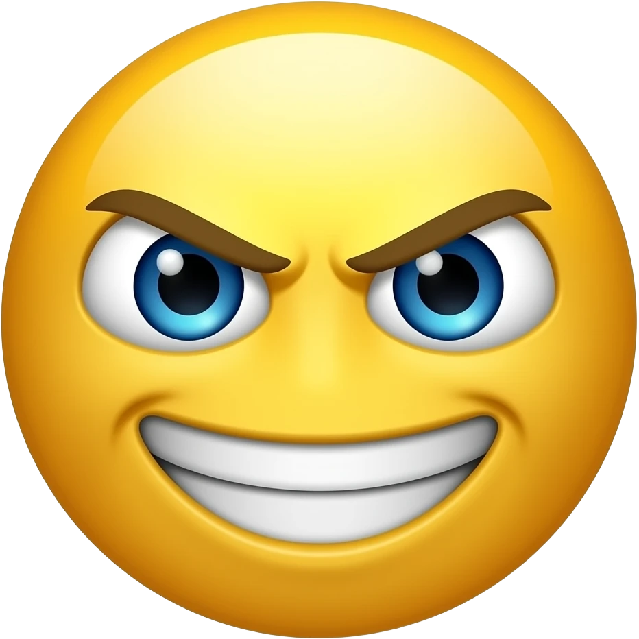 Un emoji que este este con la cara 😁 está hacelo con los ojos frustrados y una sonrisa emoji