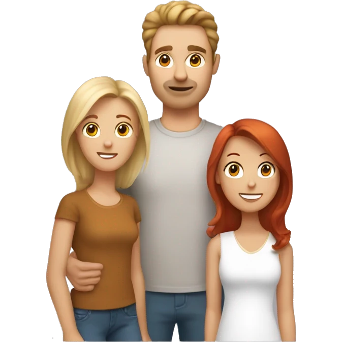 brunet father, red hair mother, blond hair son, brown hair daughter emoji