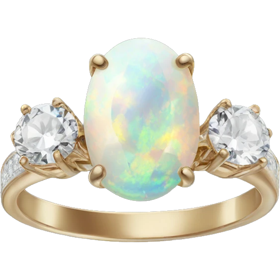 realistic opal engagement ring with two diamonds emoji