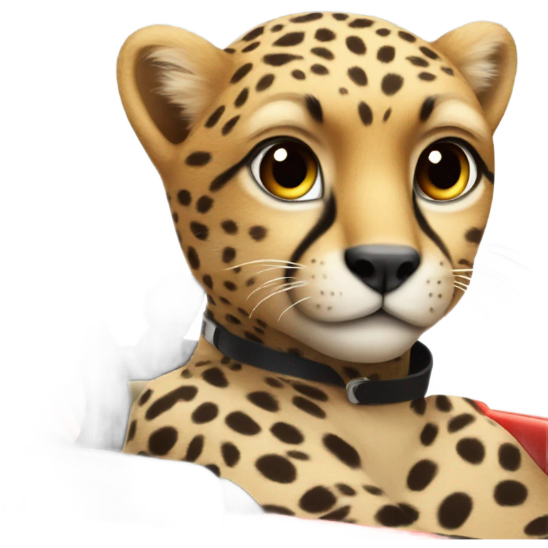A cheetah in a race car emoji