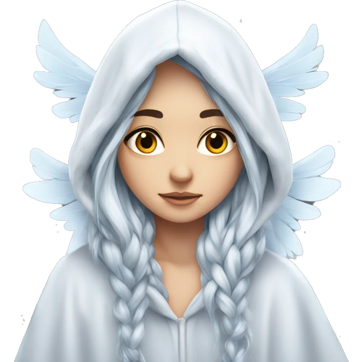 big wings, hood, silver, icy ,snowflake, Beautiful, fairy, long hair emoji