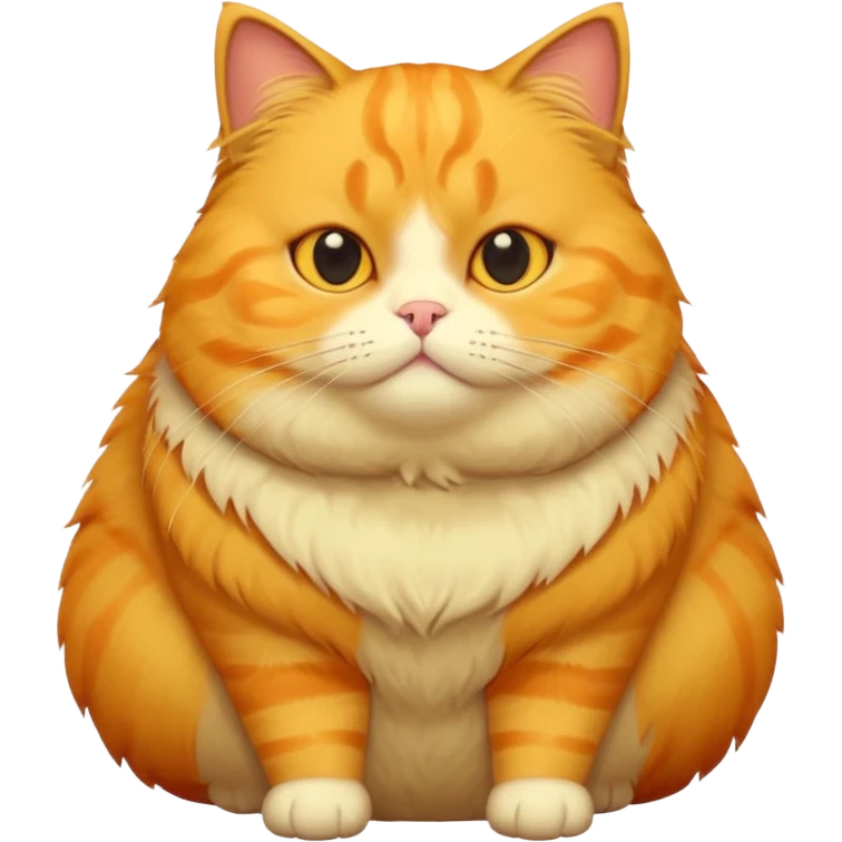 cute completely yellow fat cat whole body emoji
