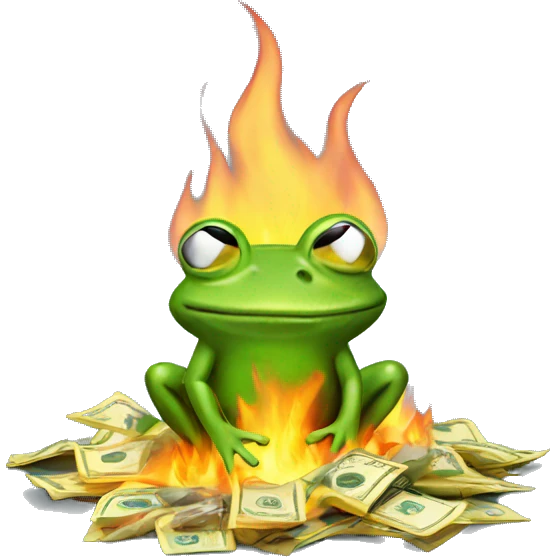 Frog burns money  emoji