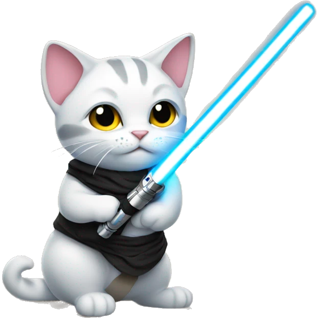 Cat using a lightsaber emoji