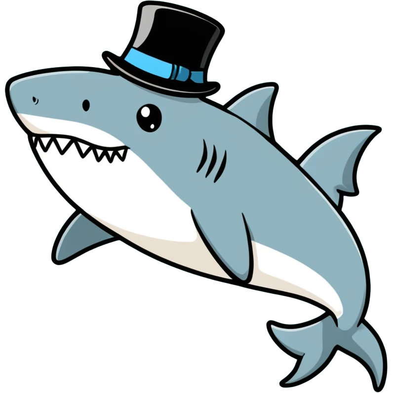Shark with a top hat emoji