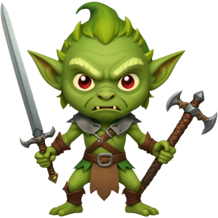 make an angry looking goblin holding a sword emoji