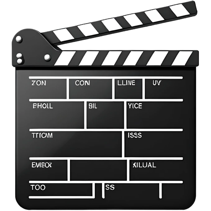 simplified film clapperboard, basic geometric shapes only, essential features emoji